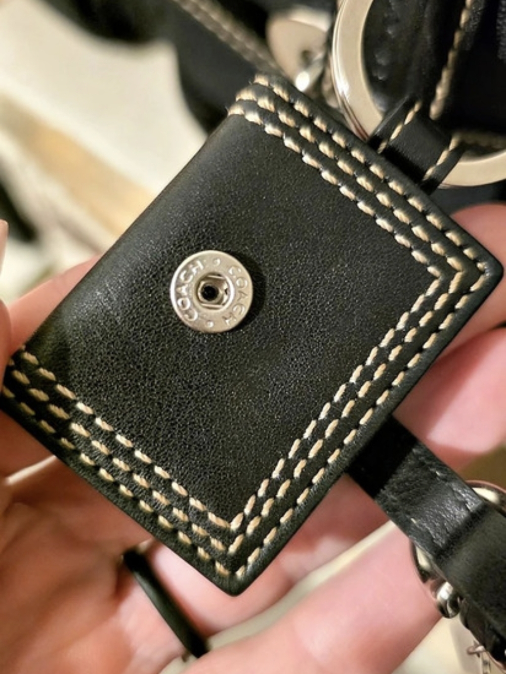 Coach Vintage Leather Mini Photo Book Keychain in Black - Picture 3 of 4